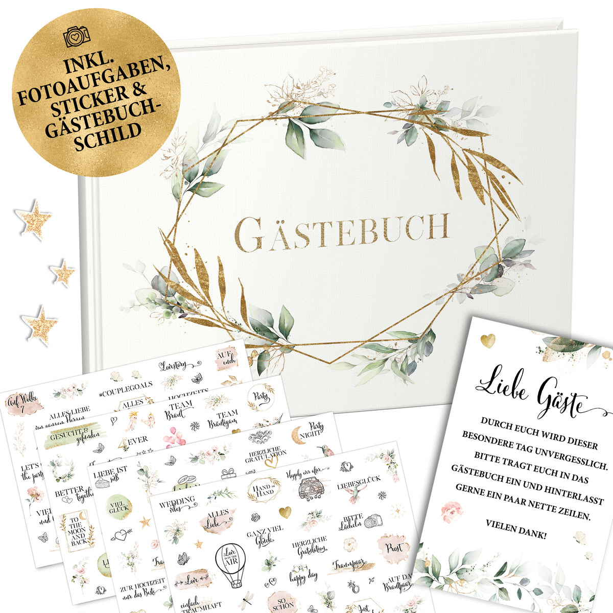 Hochzeitsgästebuch mit Stickern