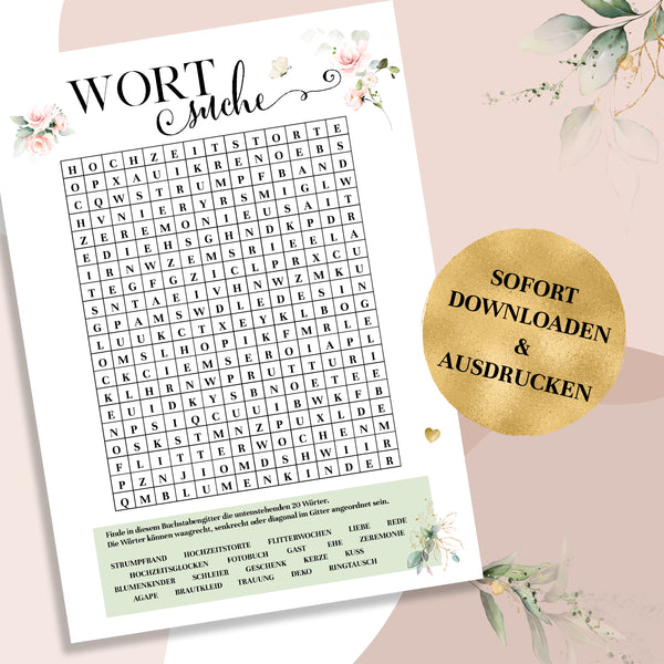 Wortsuchspiel für die Hochzeit