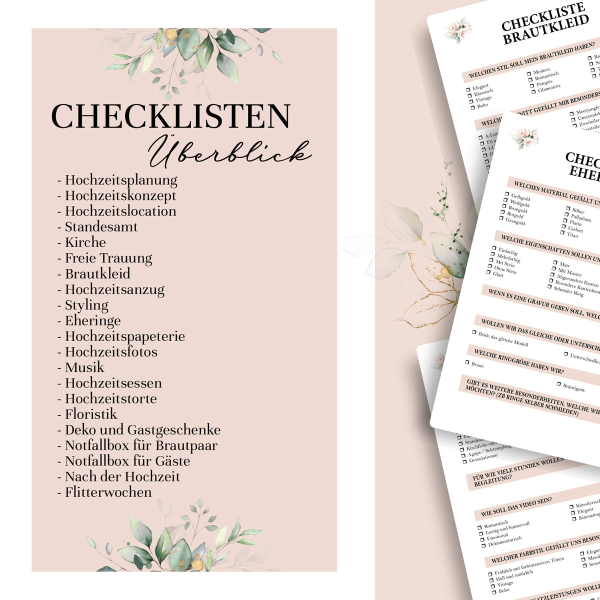 Checklistensammlung zur Hochzeitsplanung
