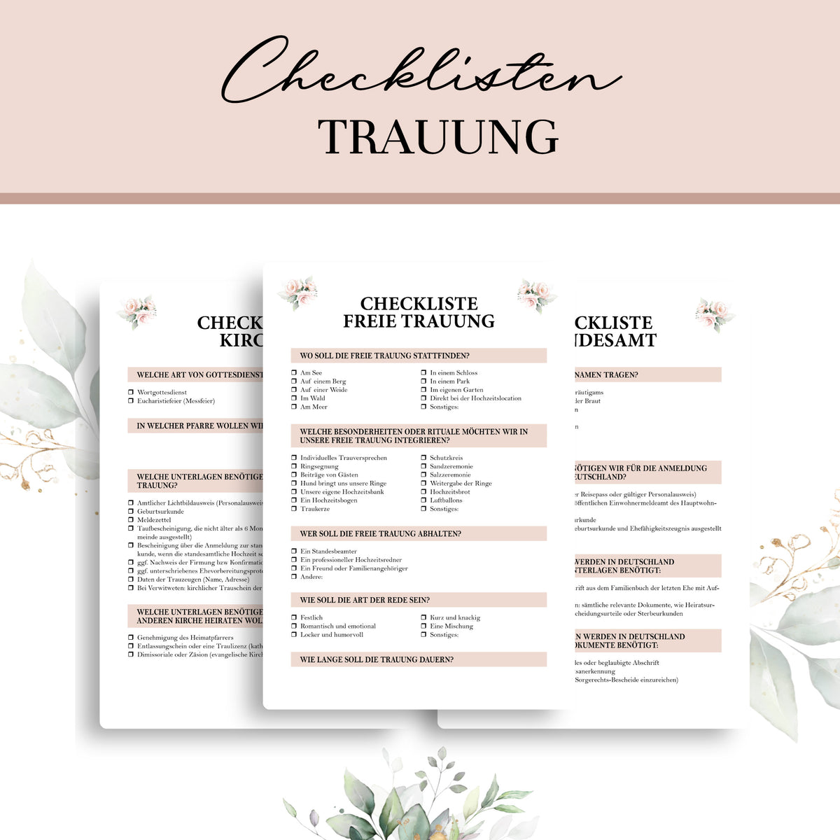 Checklistensammlung zur Hochzeitsplanung