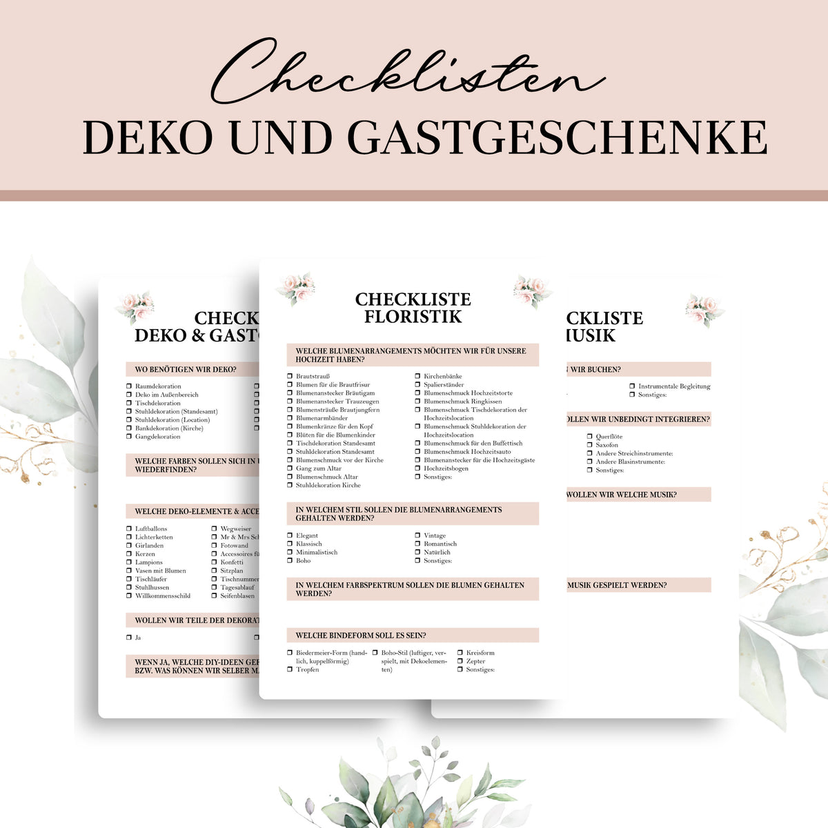 Checklistensammlung zur Hochzeitsplanung