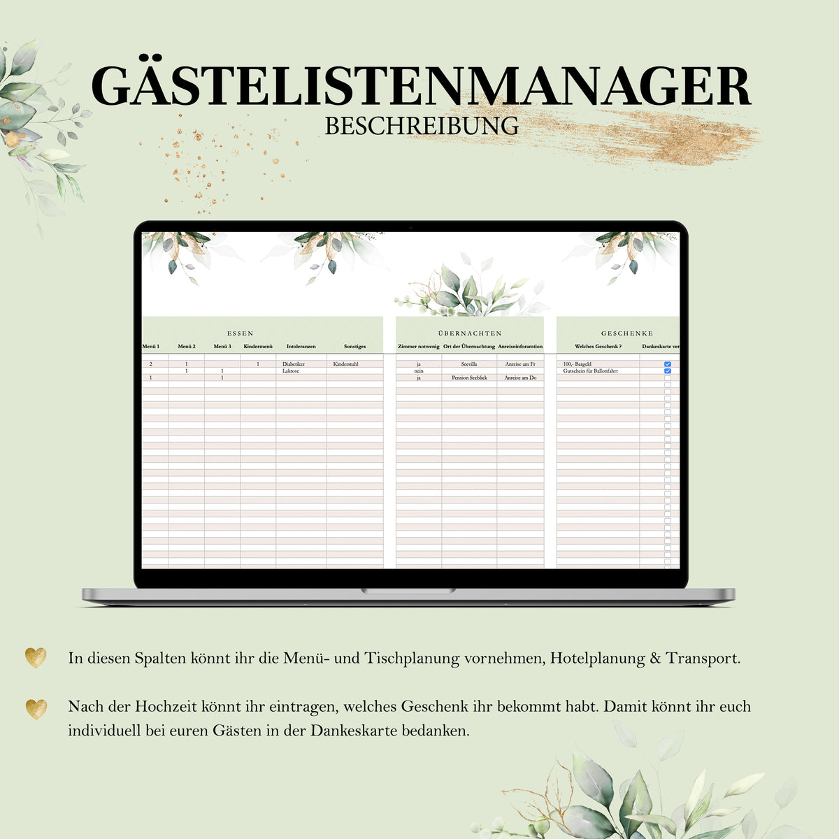 Gästeliste Hochzeit - praktische Excel-Vorlage